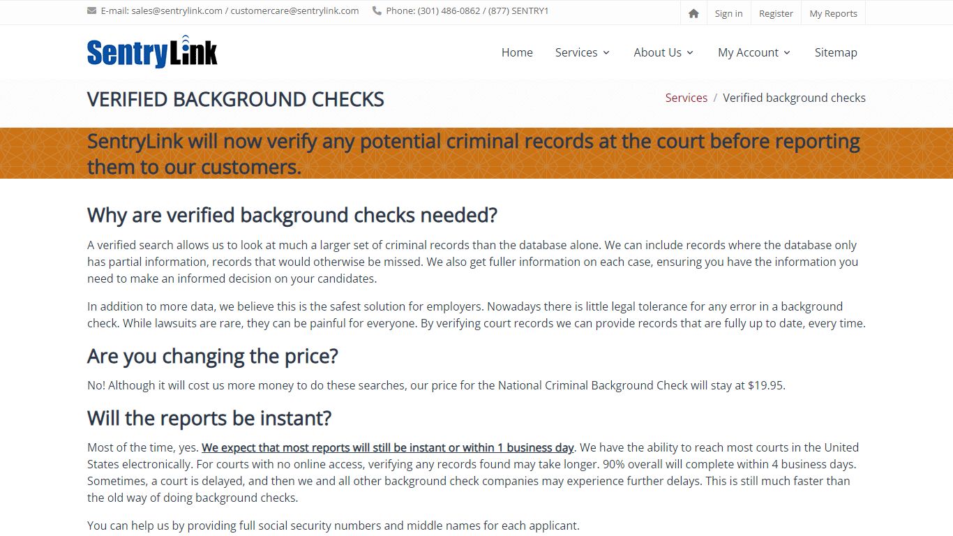 Verified background checks - SentryLink