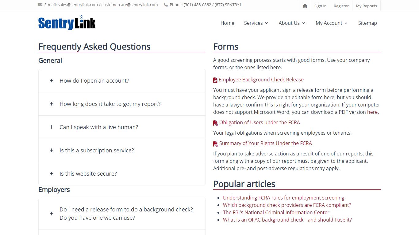 Background Check Resource Center - SentryLink